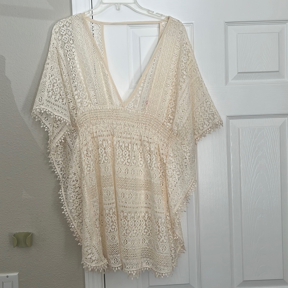 Cream color swimsuit cover up . XL